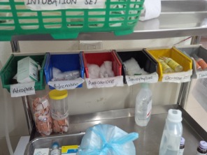 med drawer. throughout Nepal this is the standard setup. somewhere along the way everybody decided to do it this way. note that each ampule sits on cotton wadding to mitigate breakage